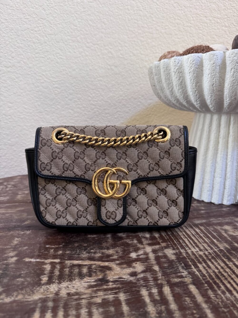 Gucci GG Marmont Monogram Canvas Shoulder Bag Authentic + COA
